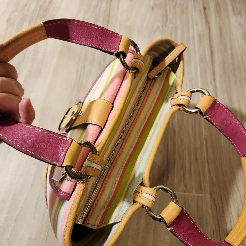 Euc Coach Hampton Y2K Multi-Colored Striped Handbag Purse - Picture 4 of 12
